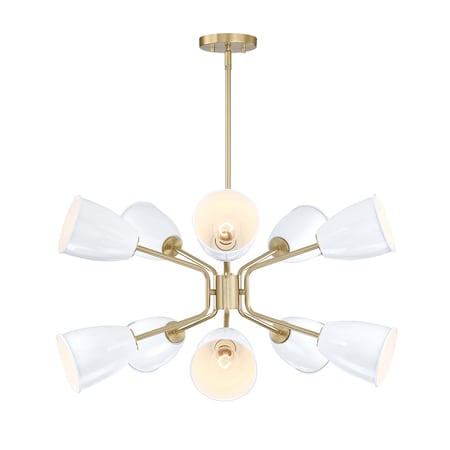 Designers Fountain Biba 10 Light  Modern Brushed Gold with Ice Mist  Shades Chandelier For Dining Rooms D300M-10CH-BG
